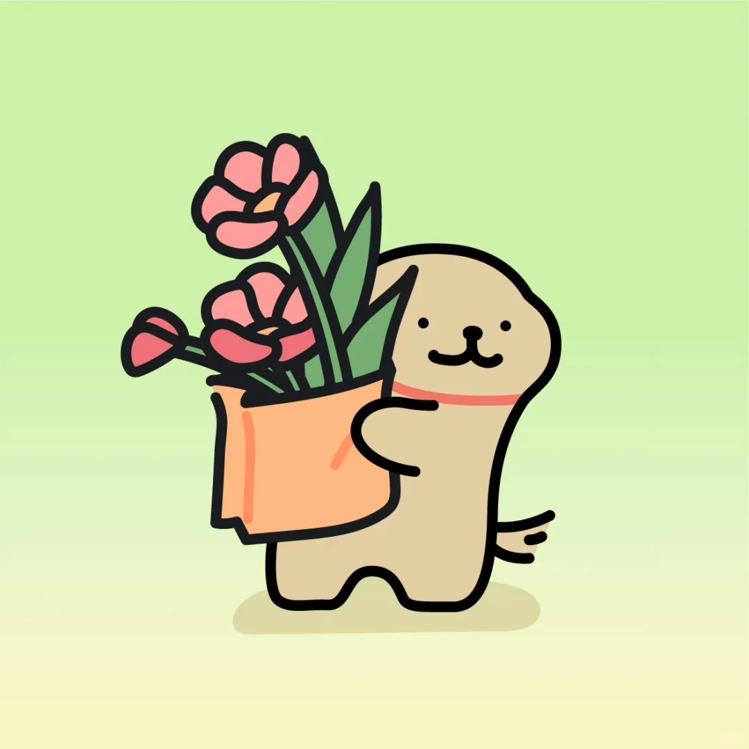 线条小狗小清新花园头像