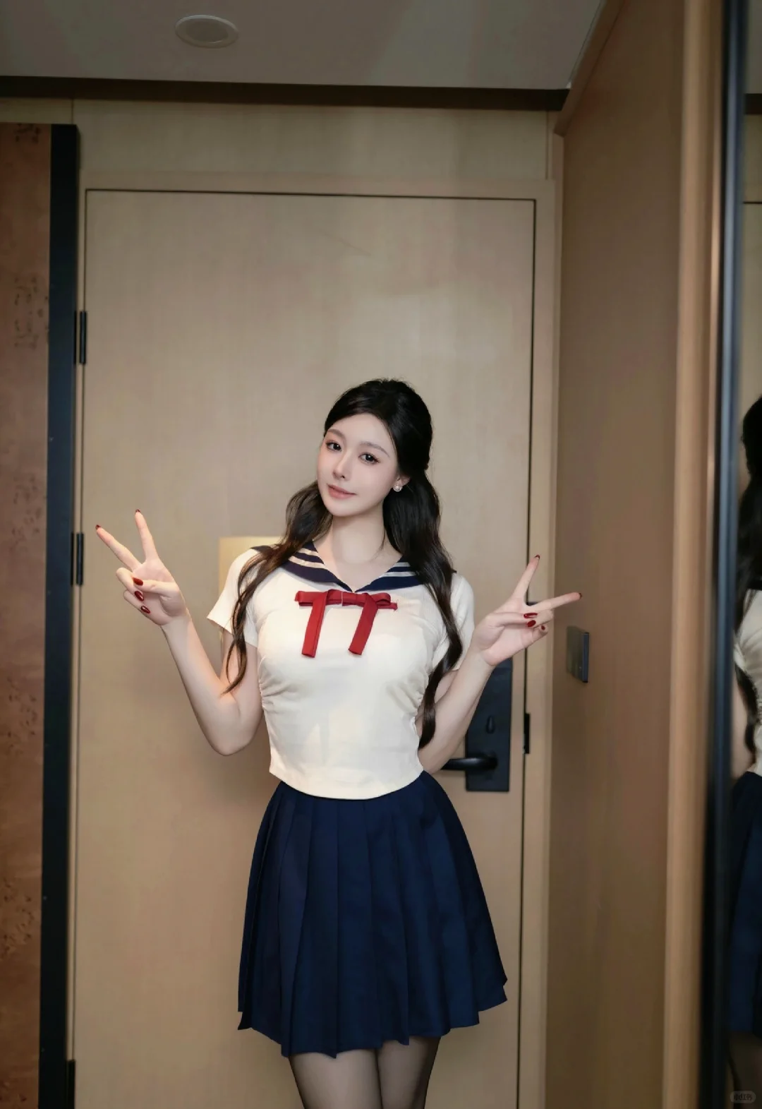 写真‖jk制服百褶裙黑丝清纯学妹