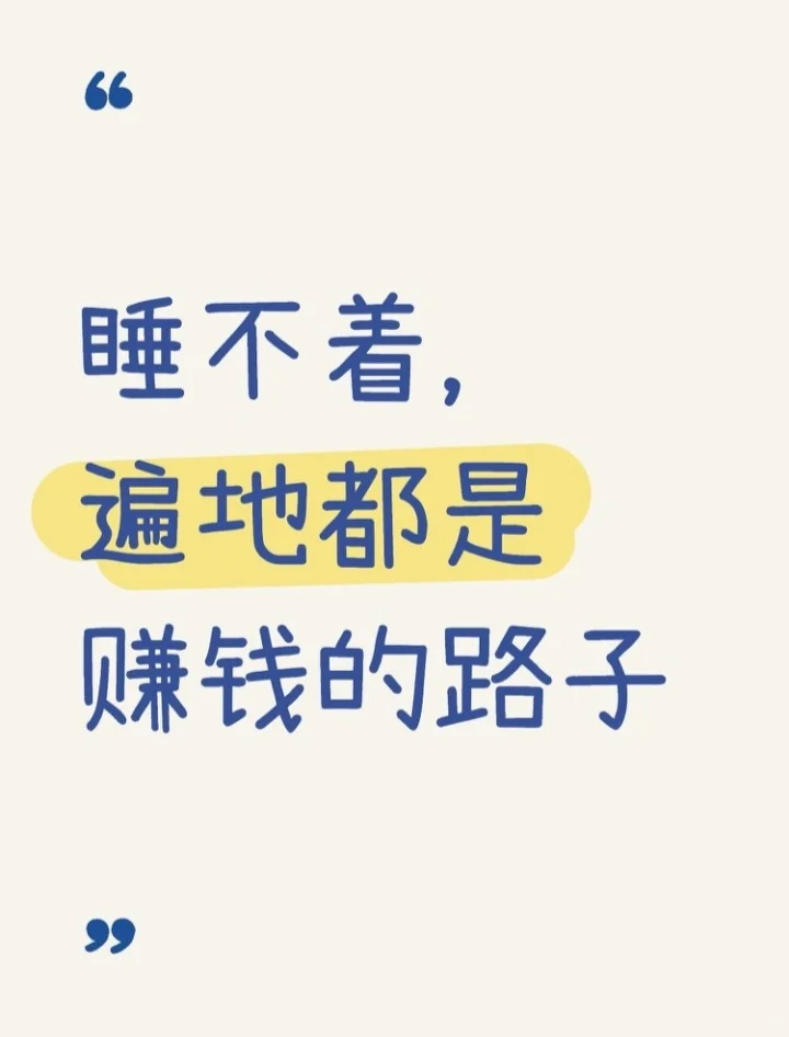 睡不着，遍地都是赚钱的路子...