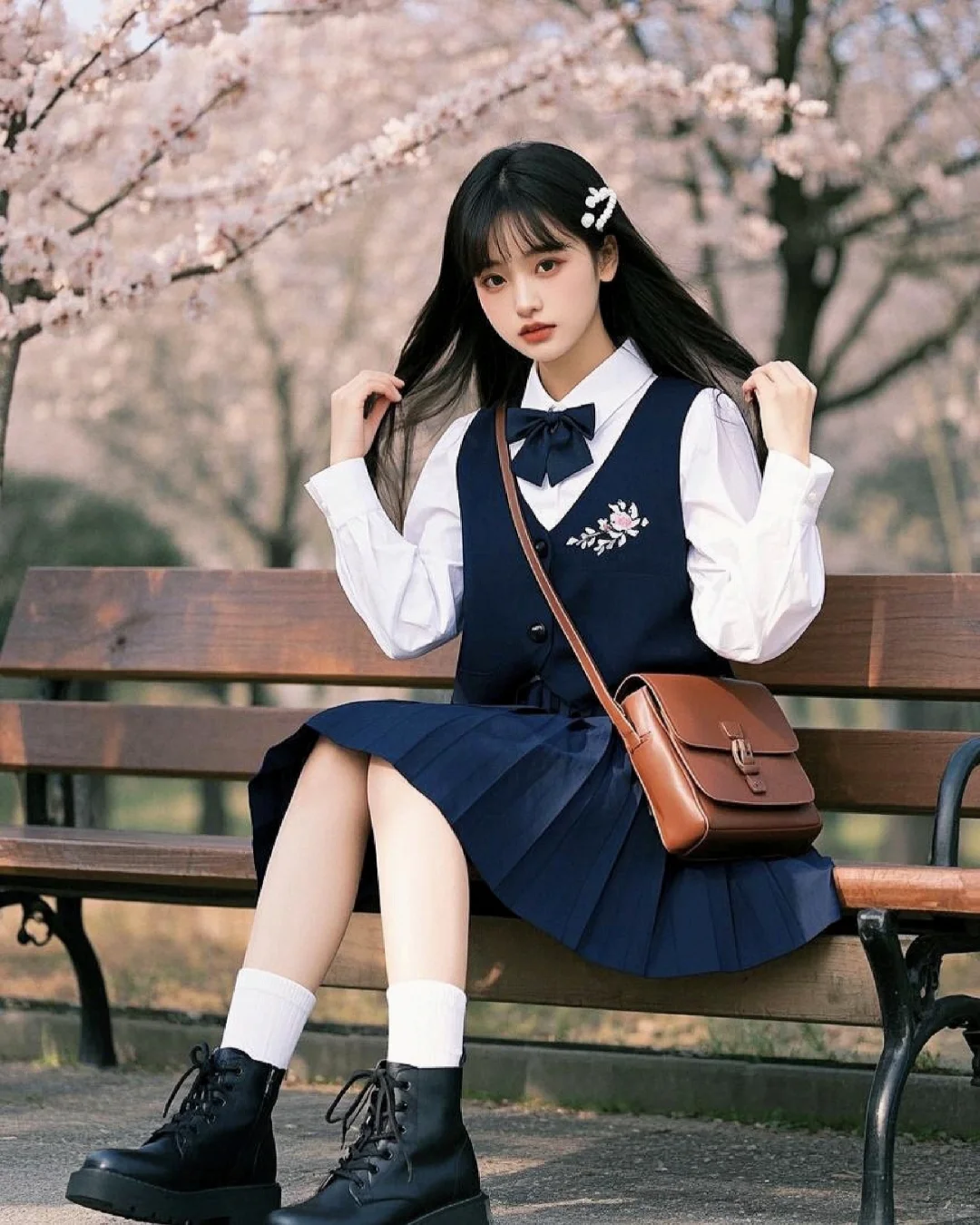 学生党必码！白衬衫+绀色格裙校供感jk穿搭
