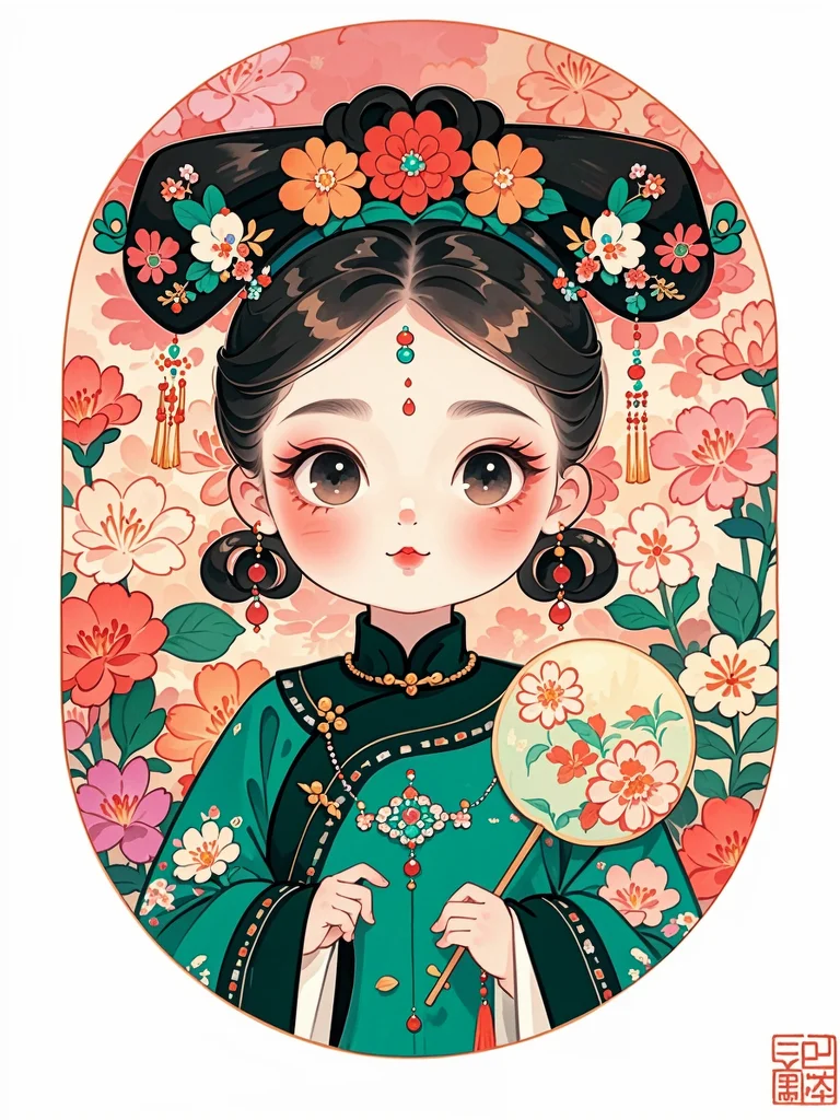 古风Q版女生|墨绿色古装女生