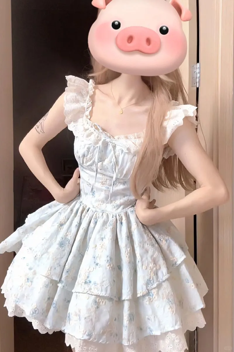 👗夏日必备！甜辣妹蓝色碎花裙💙