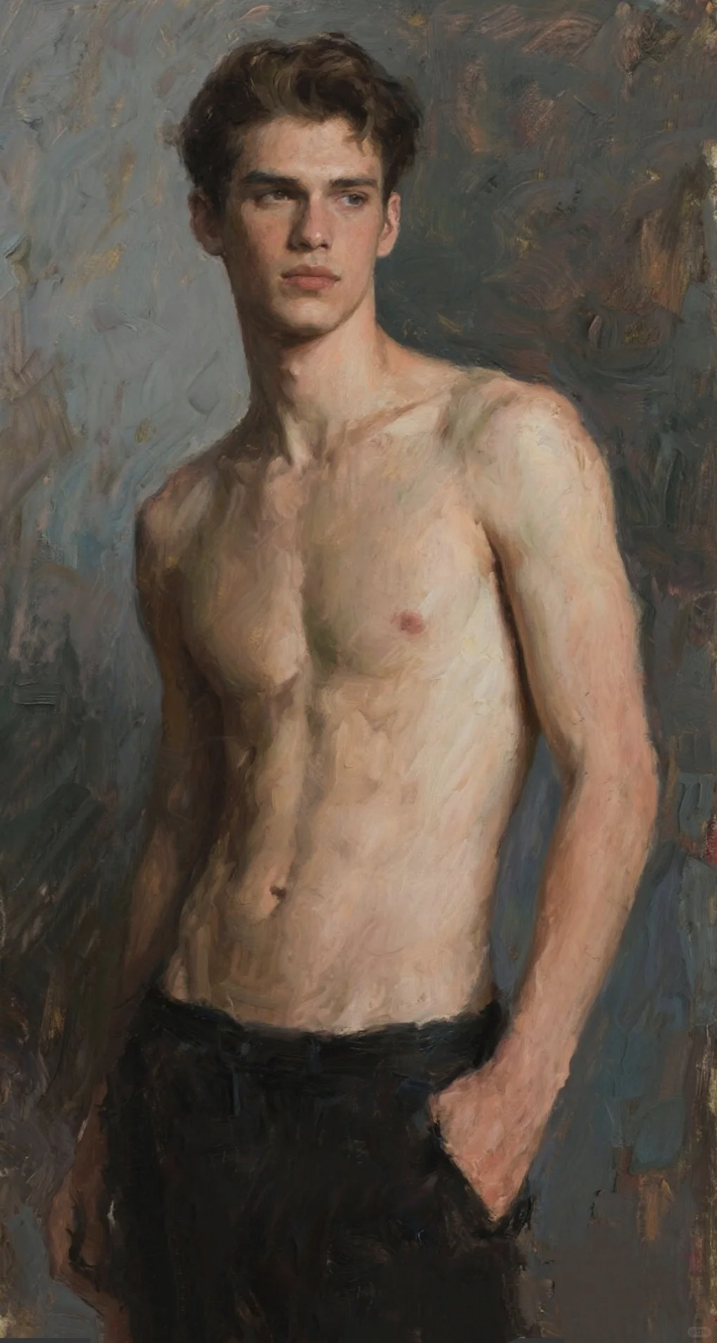 油画感油画图男模人体