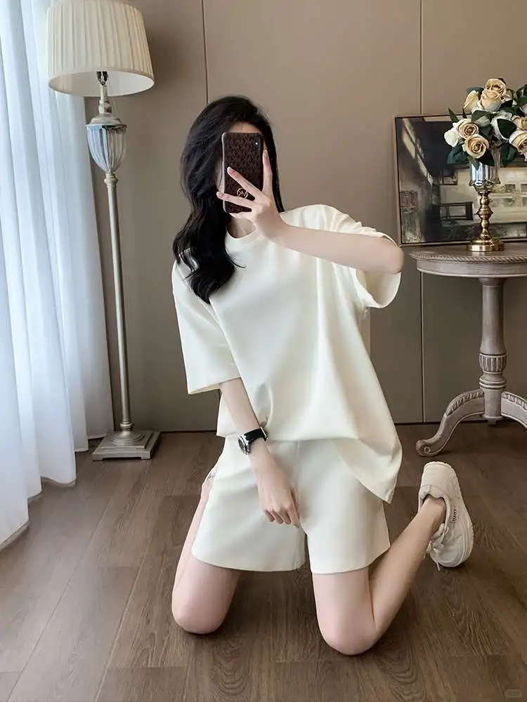 法式高级休闲运动套装女夏宽松洋气减龄慵懒
