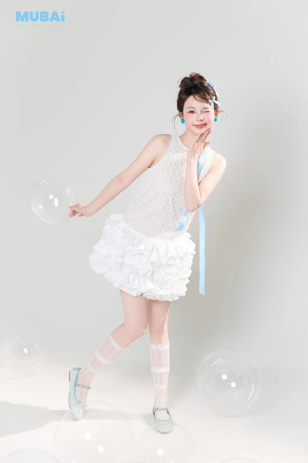 台州写真｜蓝色夏日波波球韩系少女写真