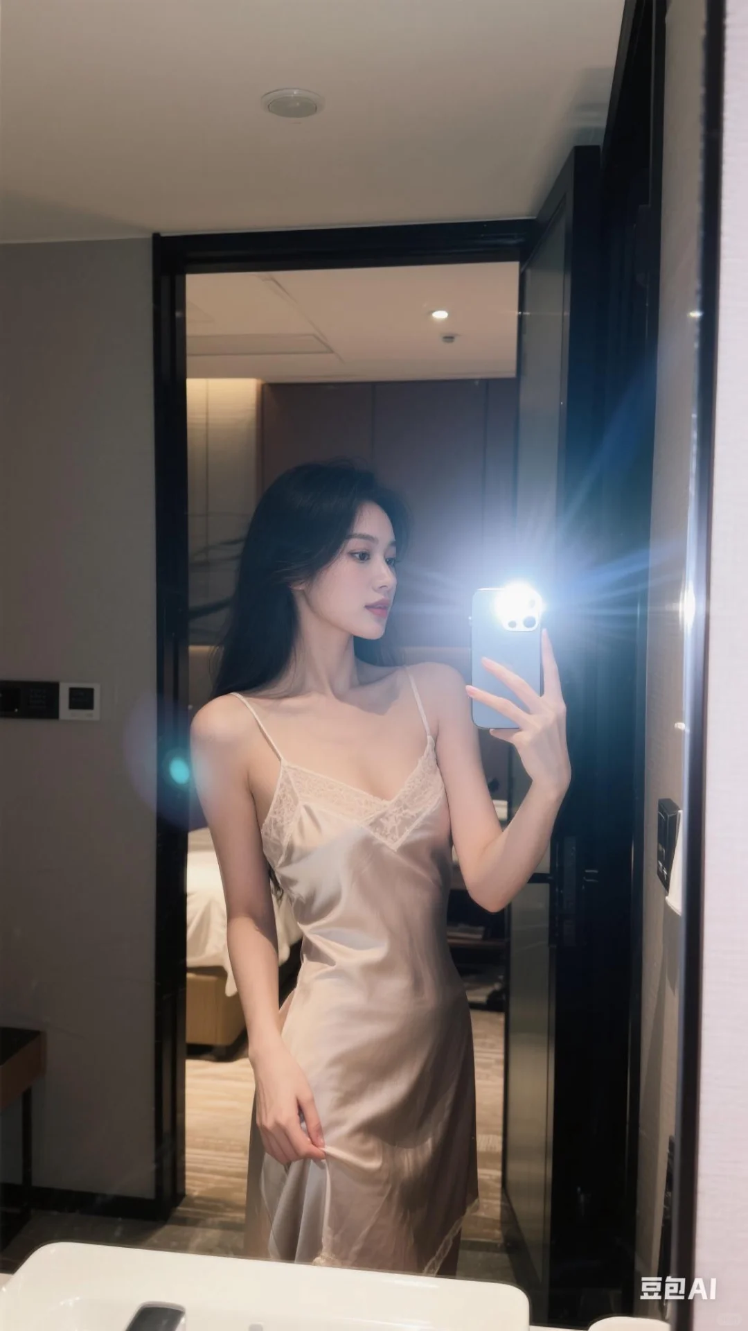 甜美感睡衣套装分享～氛围感对镜拍