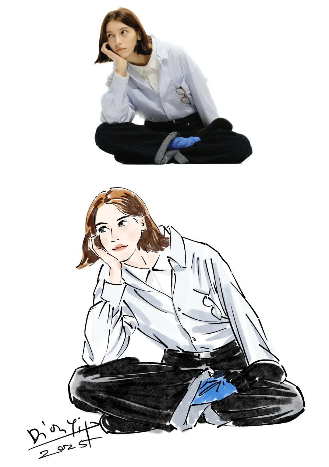 IPad人物动态插画｜坐姿女孩（含步骤）