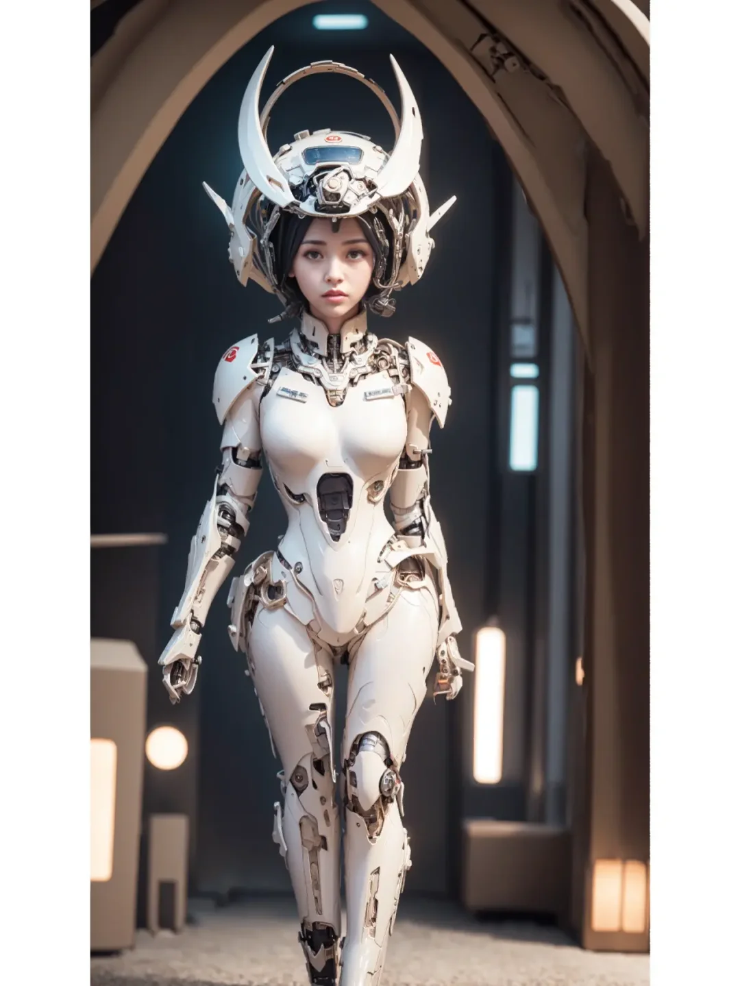 机甲美女，冰冷与美的存在，Ai绘画