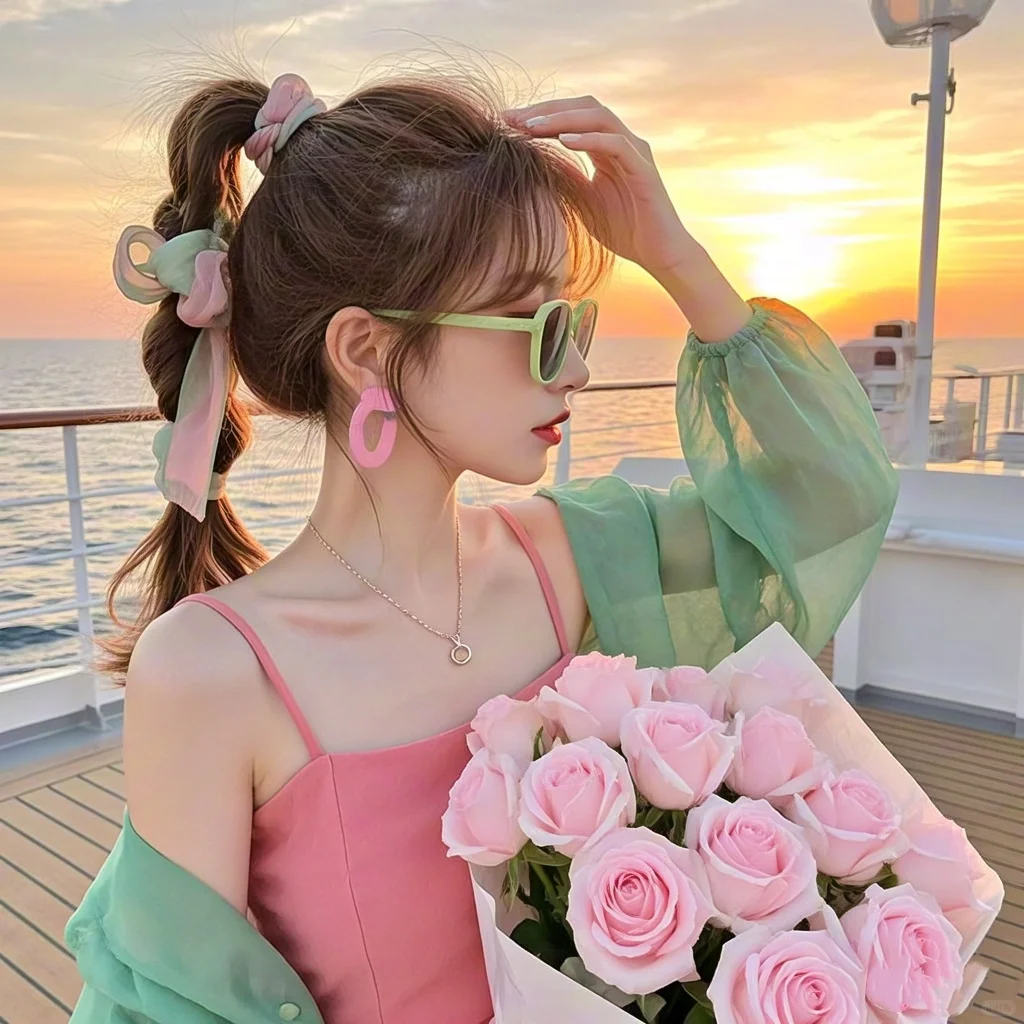 海边美女头像，这也太好看了吧