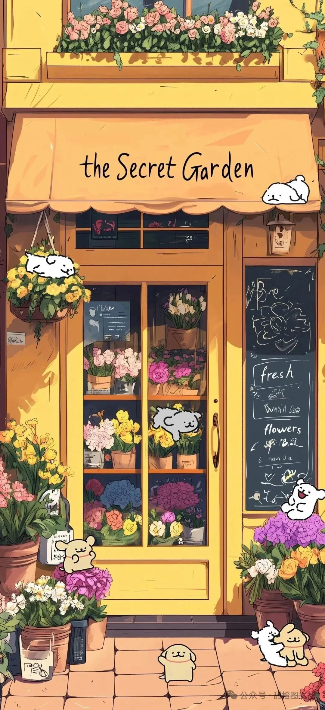 线条小狗可爱卡通手机壁纸全屏🍉🌸