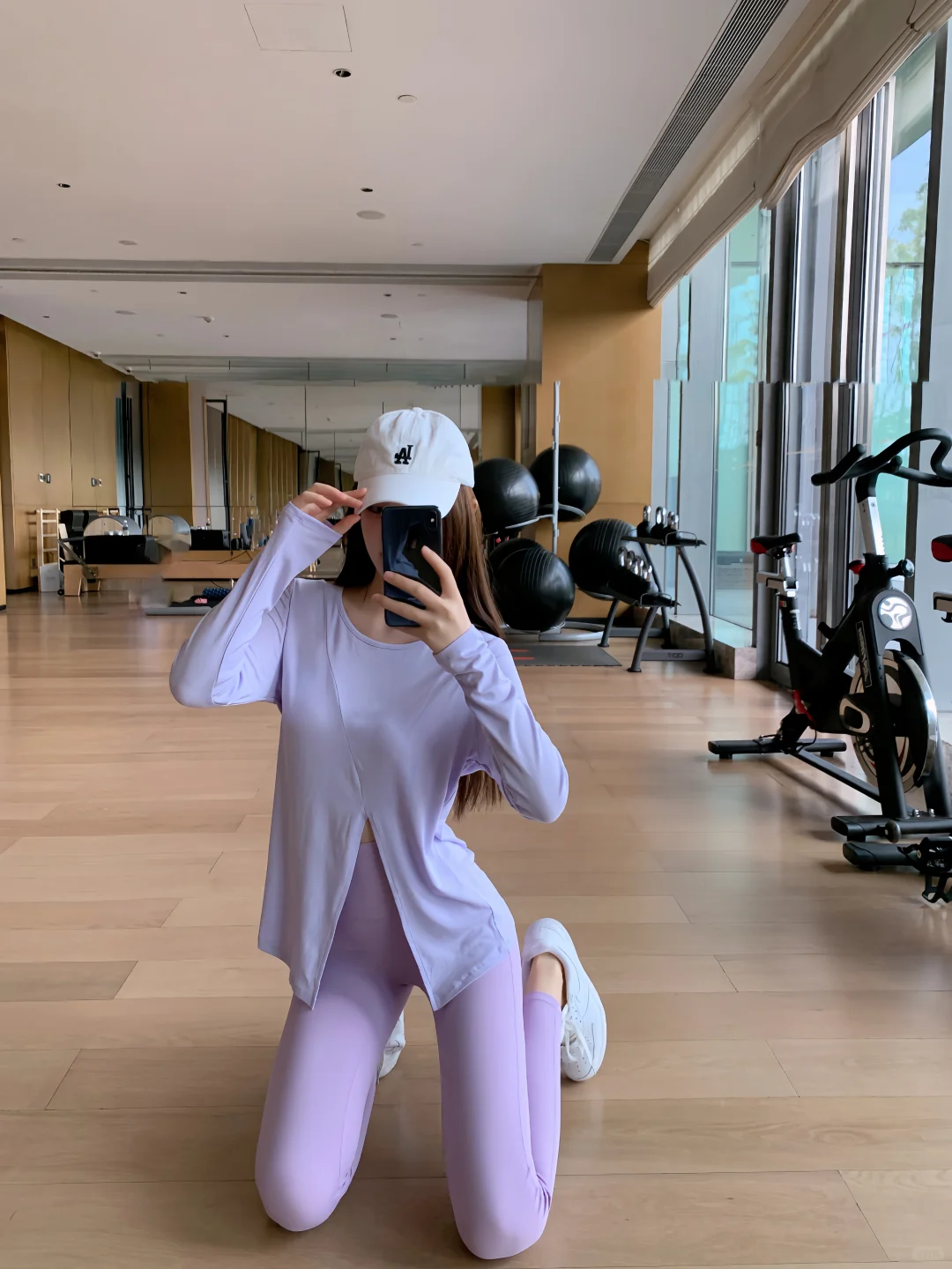 💜右滑看可以长短变换穿的紫色瑜伽罩衫～