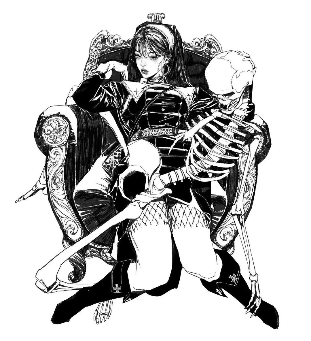 教科书式画师笔下的“超强线稿”少女插画
