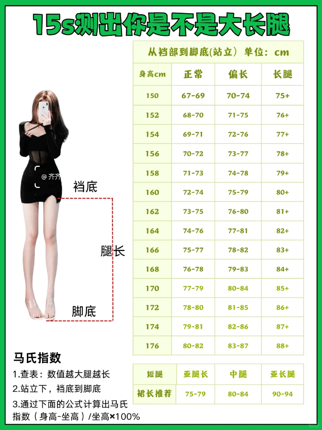姐妹们，来测测自己是大长腿还是小短腿😆