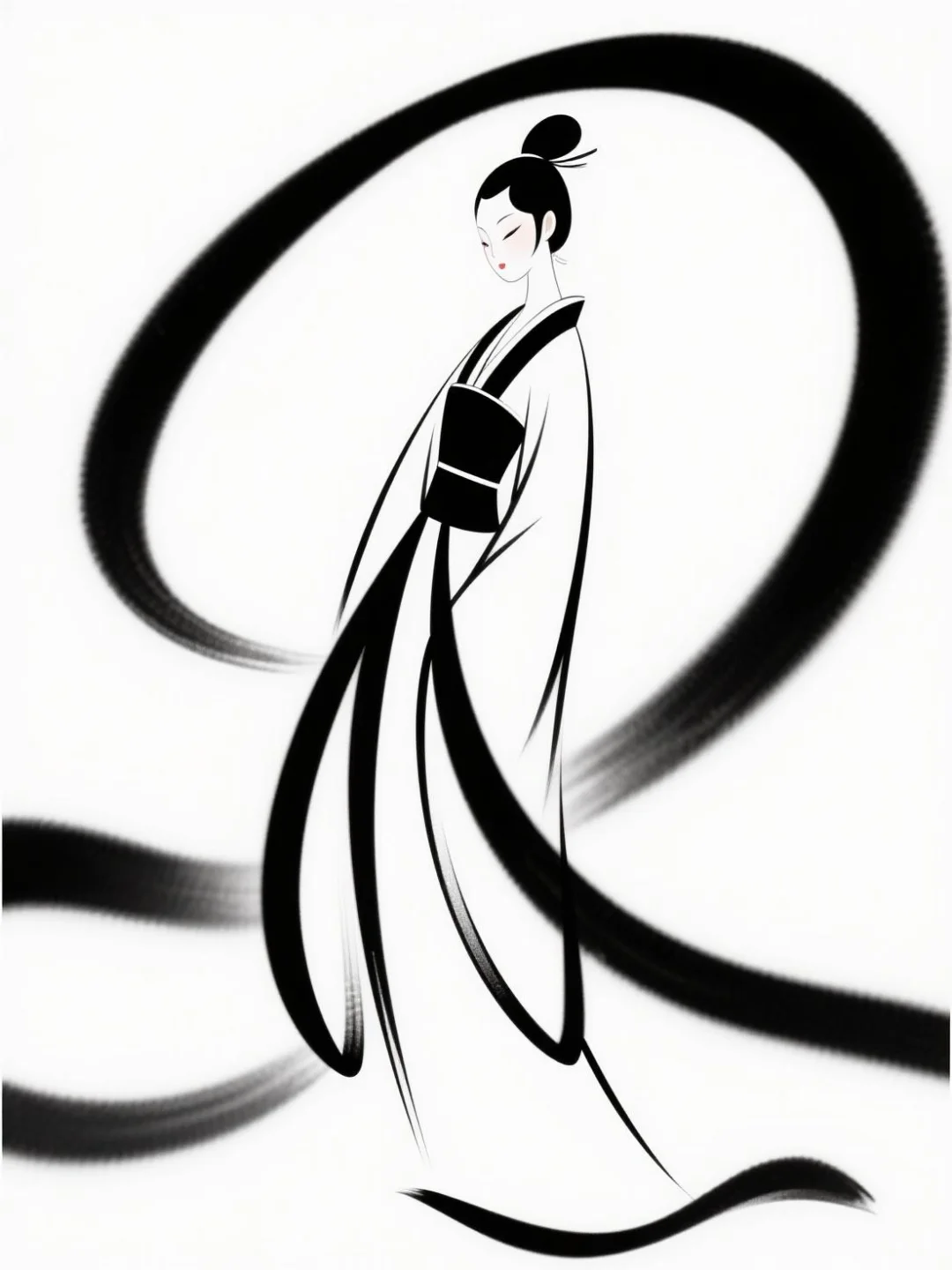 线条插画 简洁大气勾勒古装女性之美
