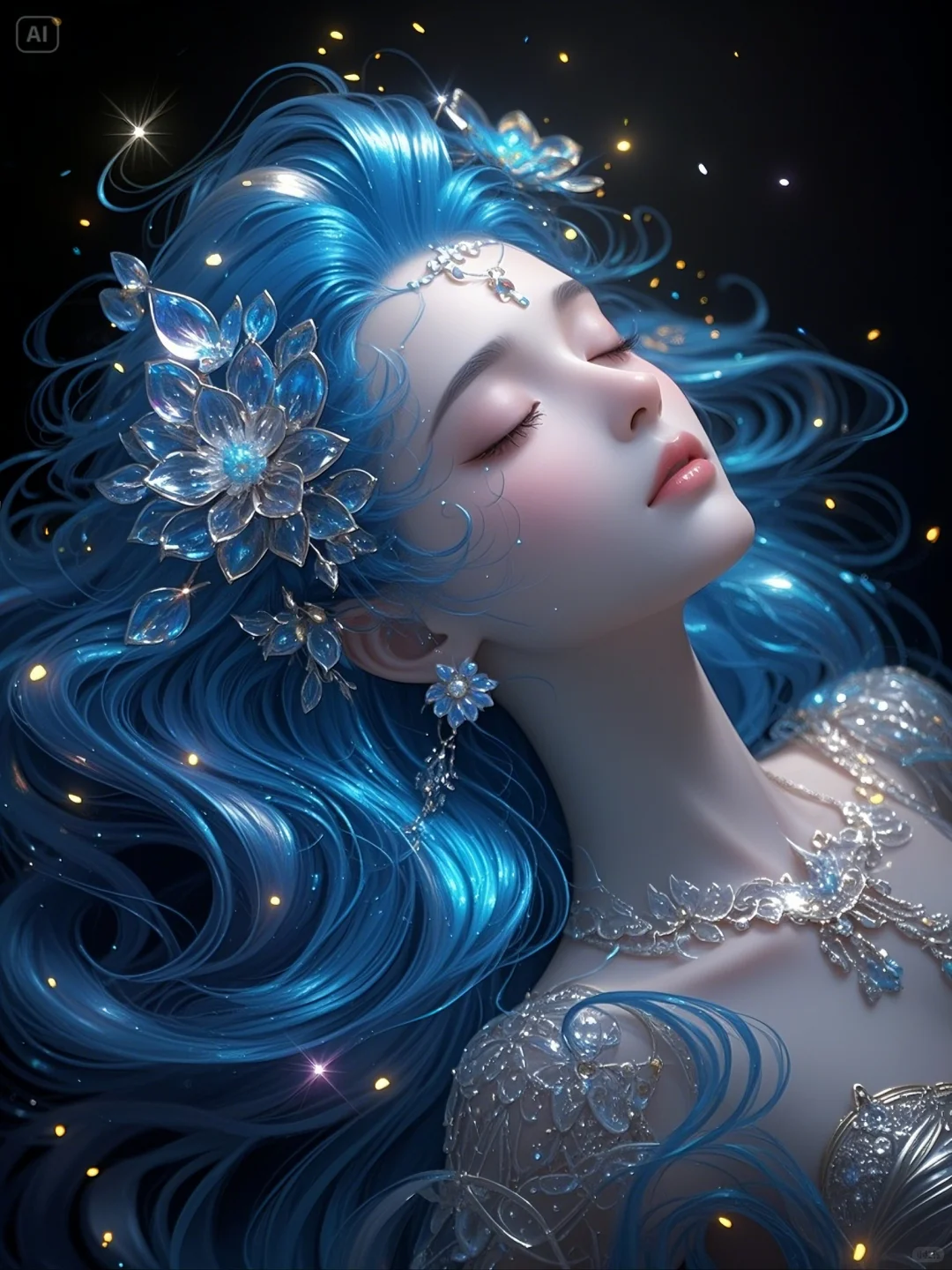 蓝色梦境🌊|女神的神秘魅力🔮