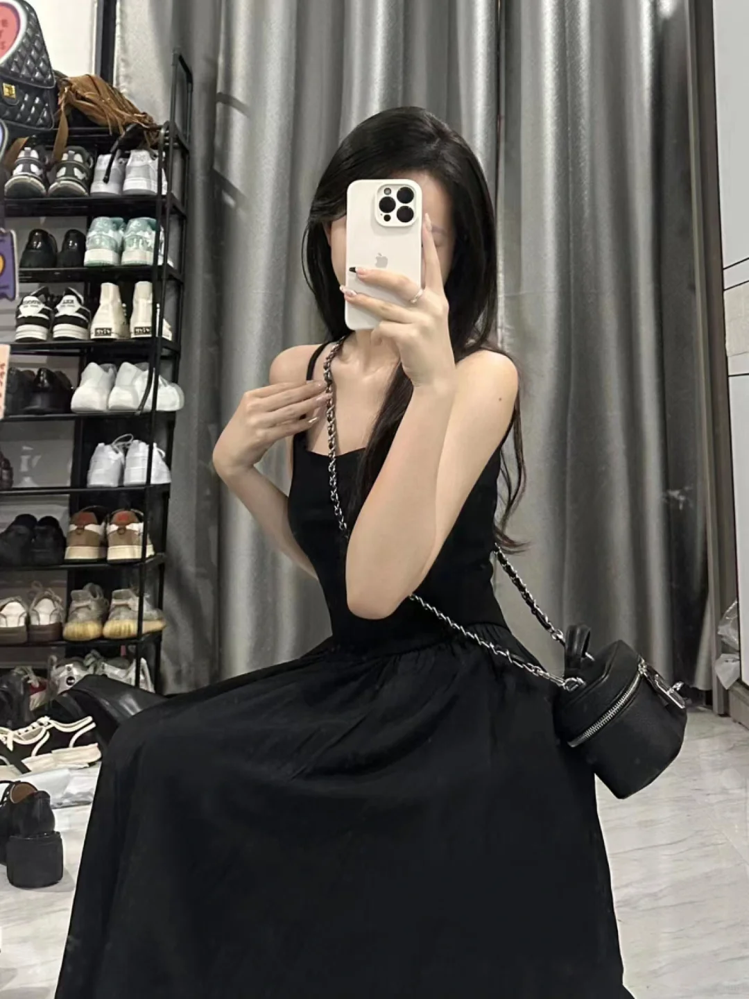 甜辣妹无袖收腰吊带连衣裙女夏季纯欲性感