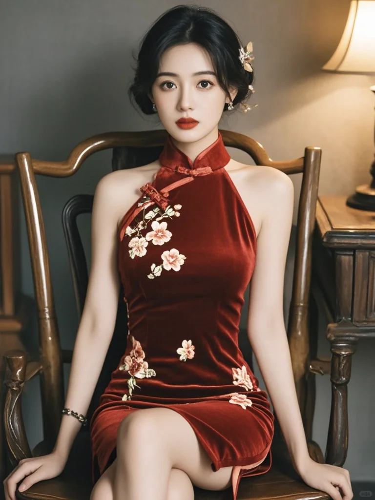 美女壁纸︳红色旗袍美女，心动不止一点😍