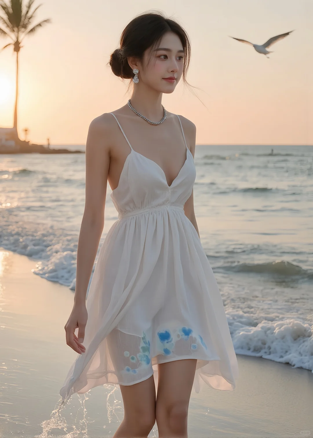 我愿能与你漫步于黄昏的海滩