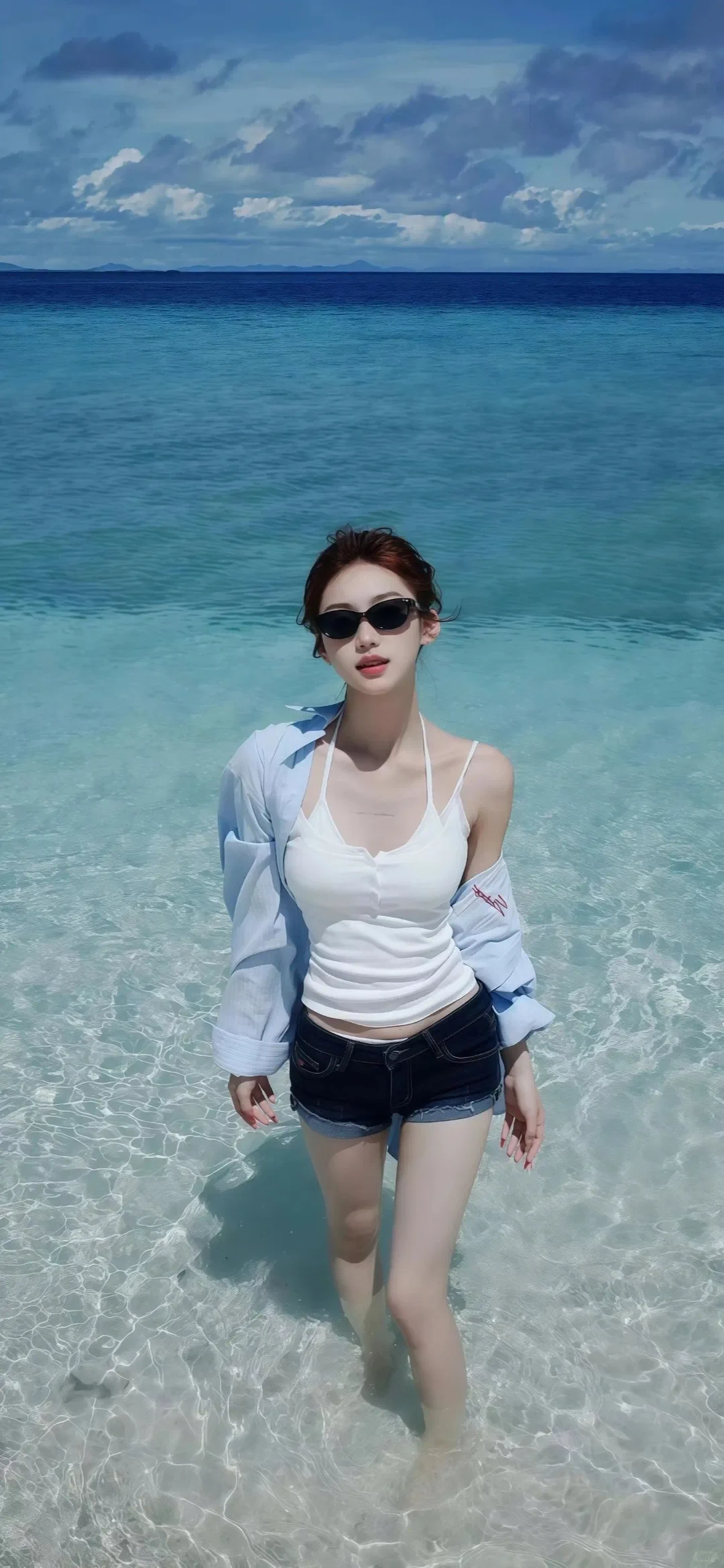 每日分享｜蓝天白云，海浪沙滩美女