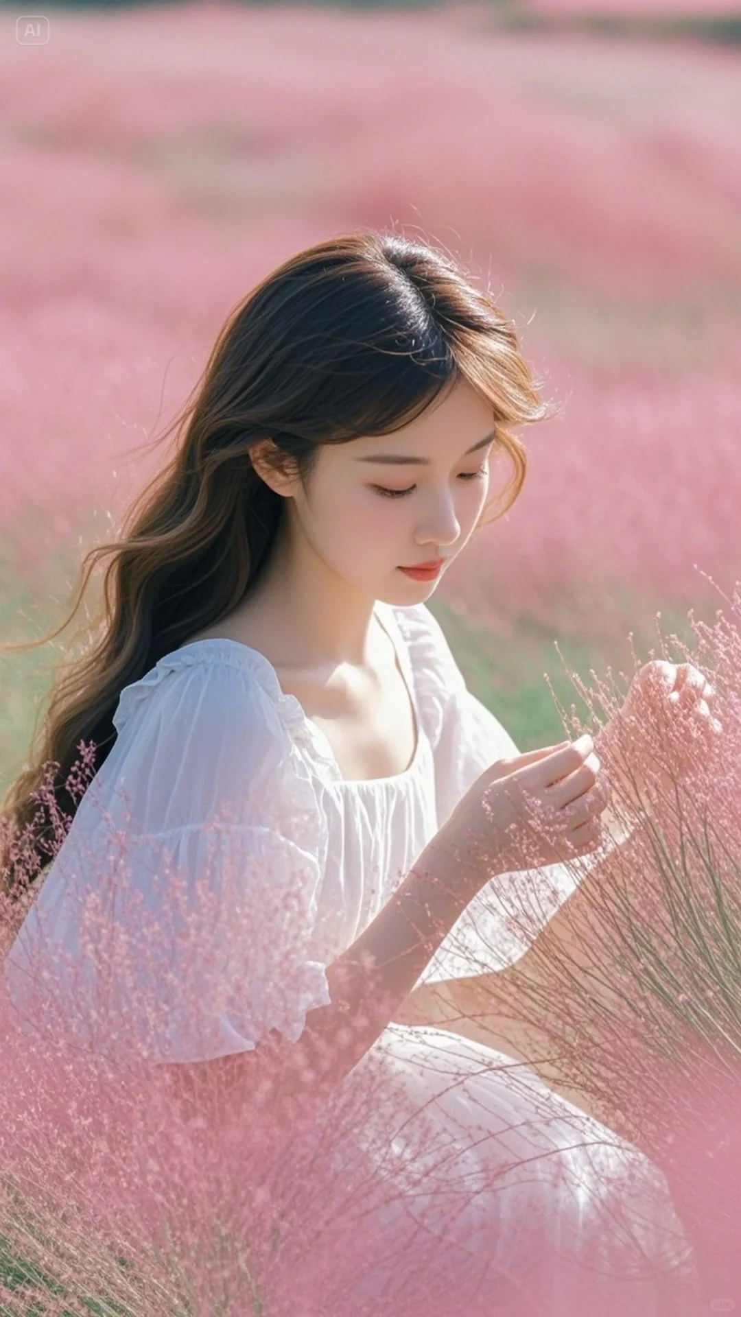 粉黛花海拍照攻略｜白裙卷发氛围感拉满🌷