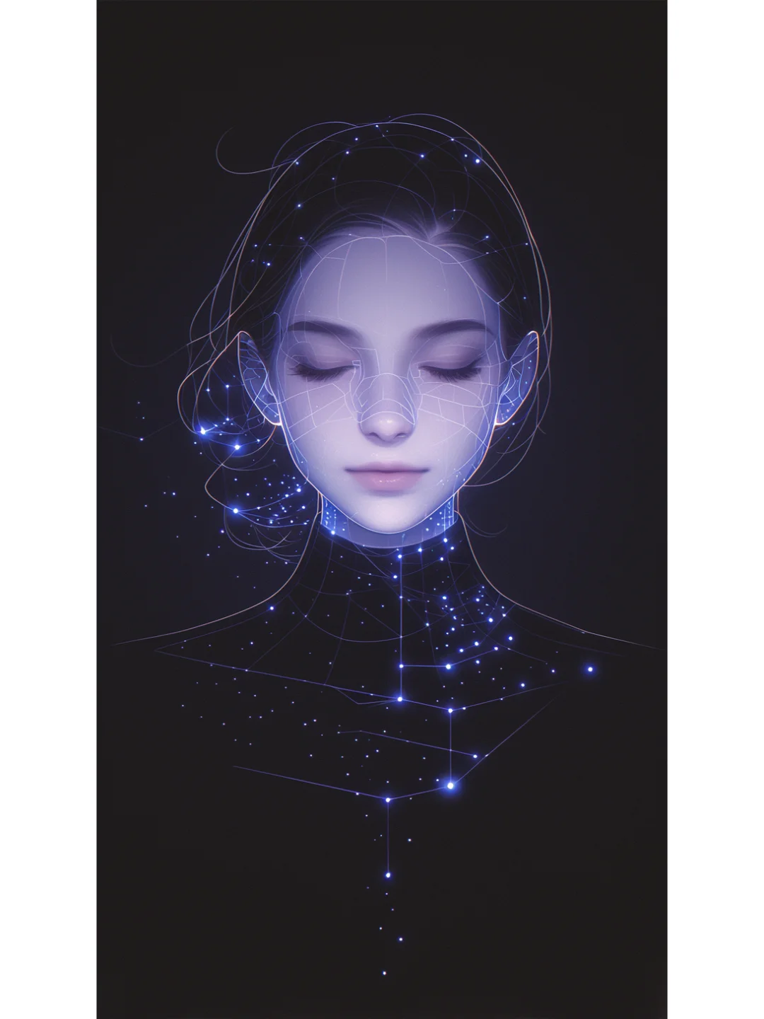 超梦幻的线条女性全息影像