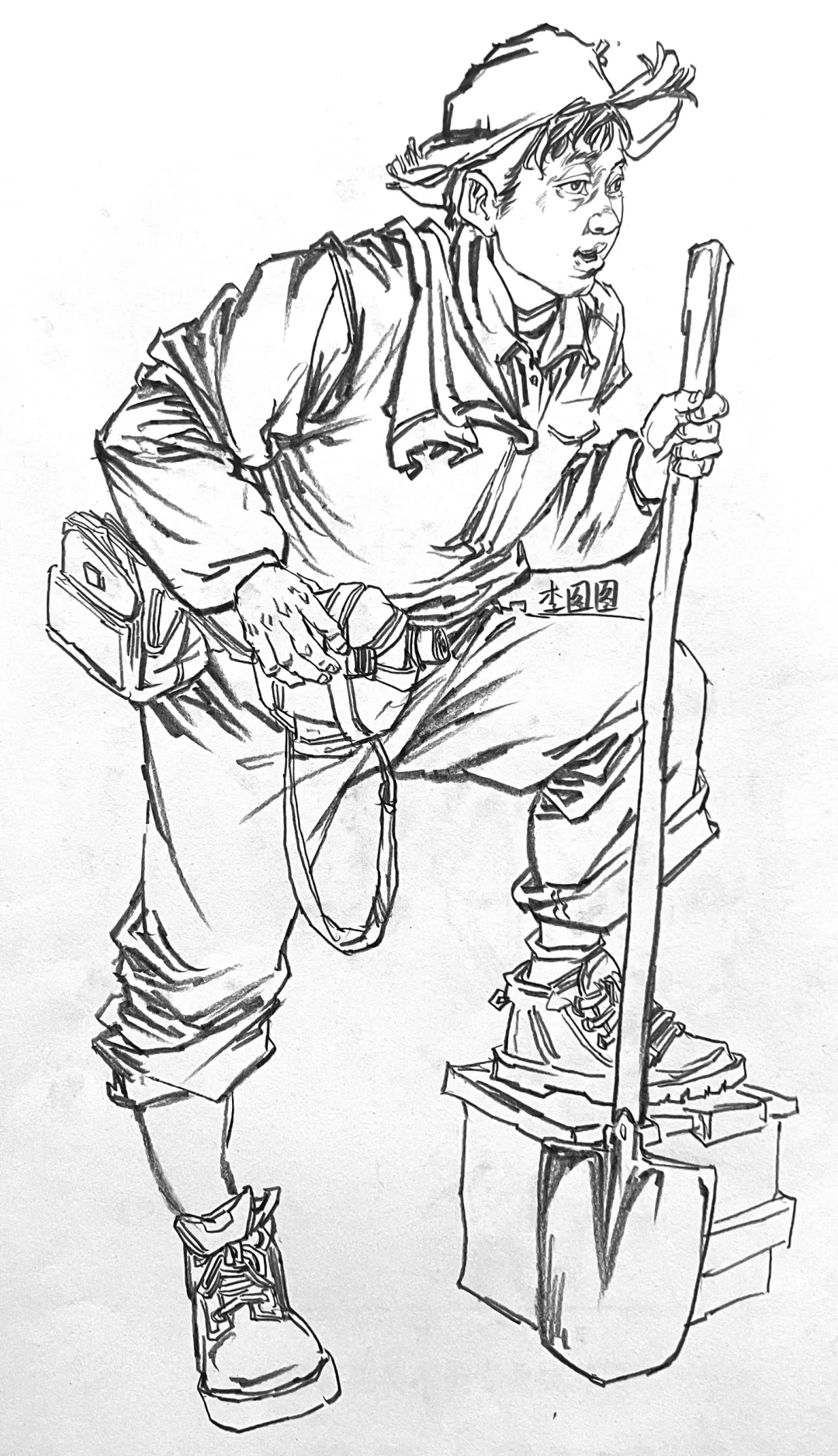 黑色线条女孩简笔画，走起路来嘎嘎嘎