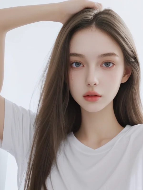 [AI] 穿着白色T恤的少女