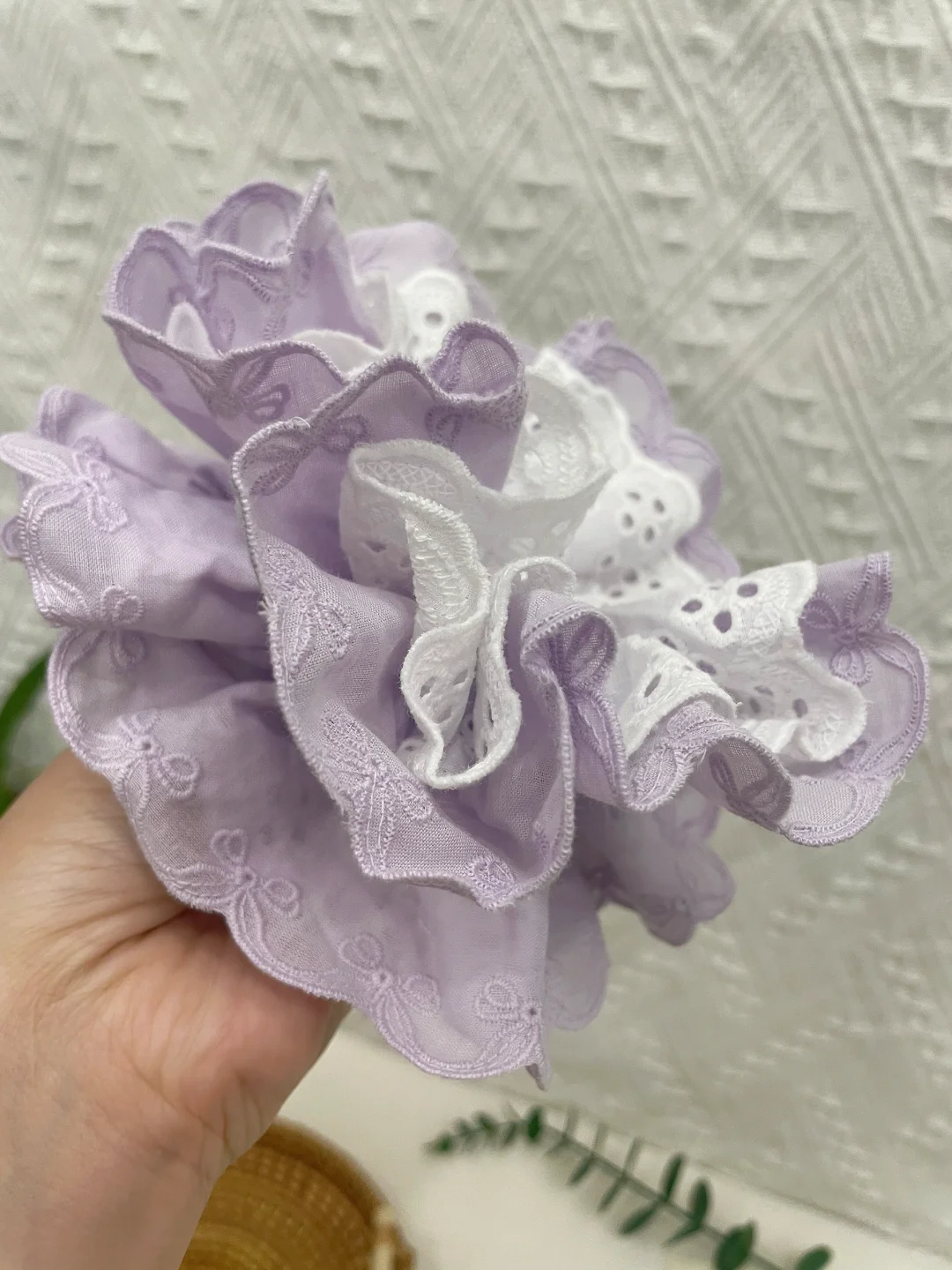 💜梦幻清新！高品质淡紫蕾丝发圈