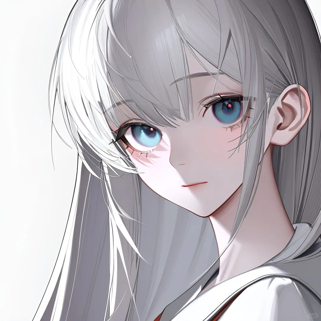 忧郁白发女头