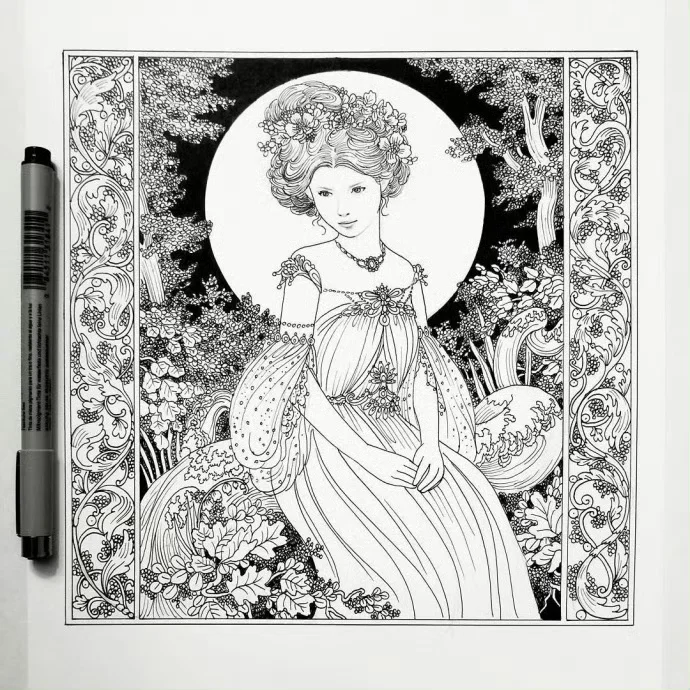 插画灵感|针管笔绘制的少女