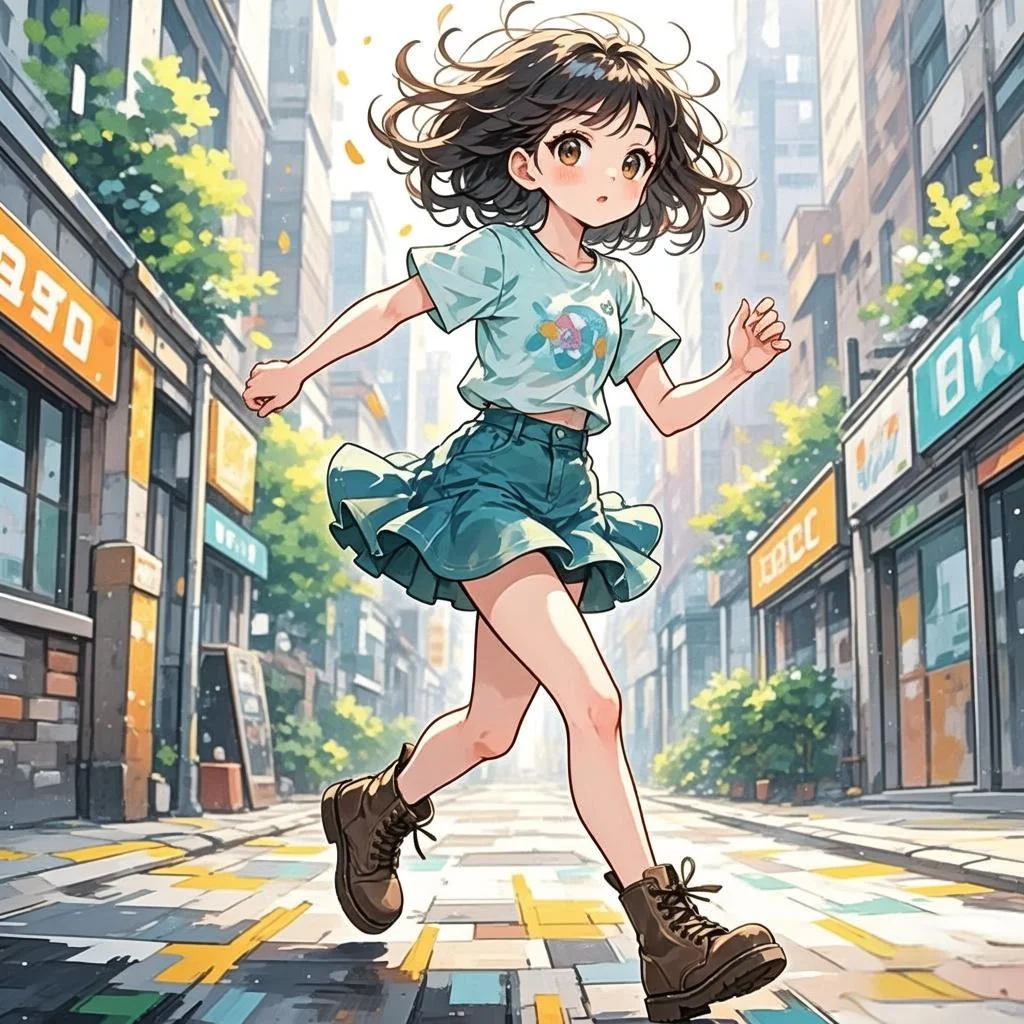都市快节奏-奔跑中的女孩