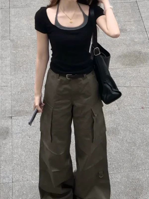 🖤猫柚高街辣妹黑挂脖t恤🖤