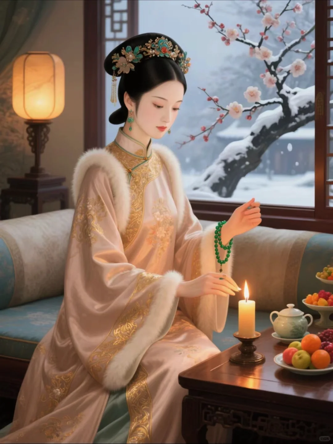 宫妃衣橱｜怜妃冬日日常：挑灯、赏雪、自怜