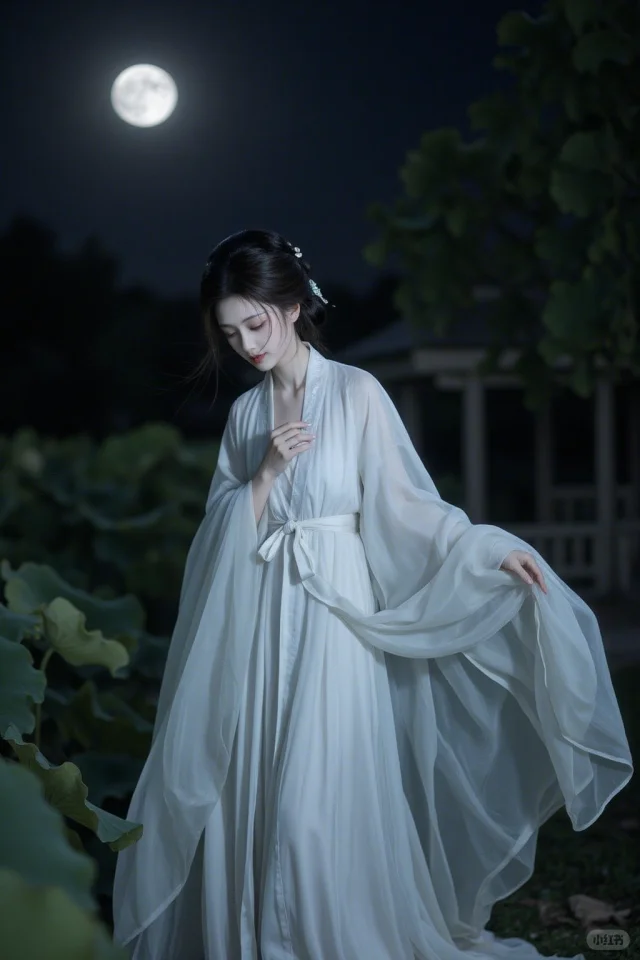 📸月夜荷间，汉服仙姿绽清韵