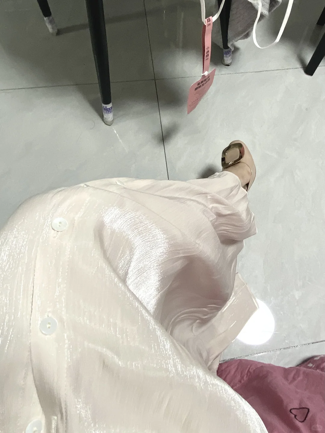 琮瑗同款Sandro粉缎人妻裙pt~