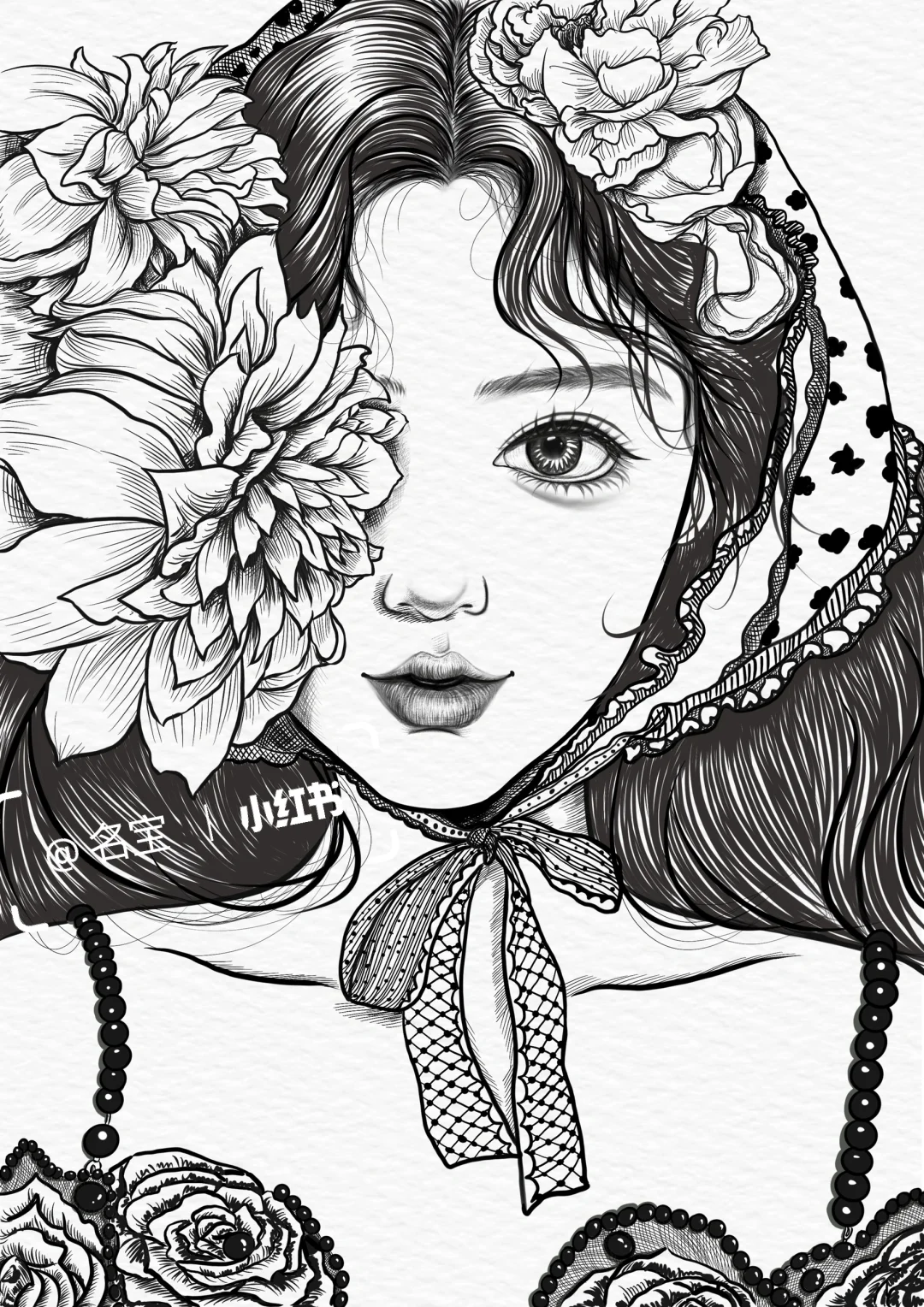 人物线描写生（花神）