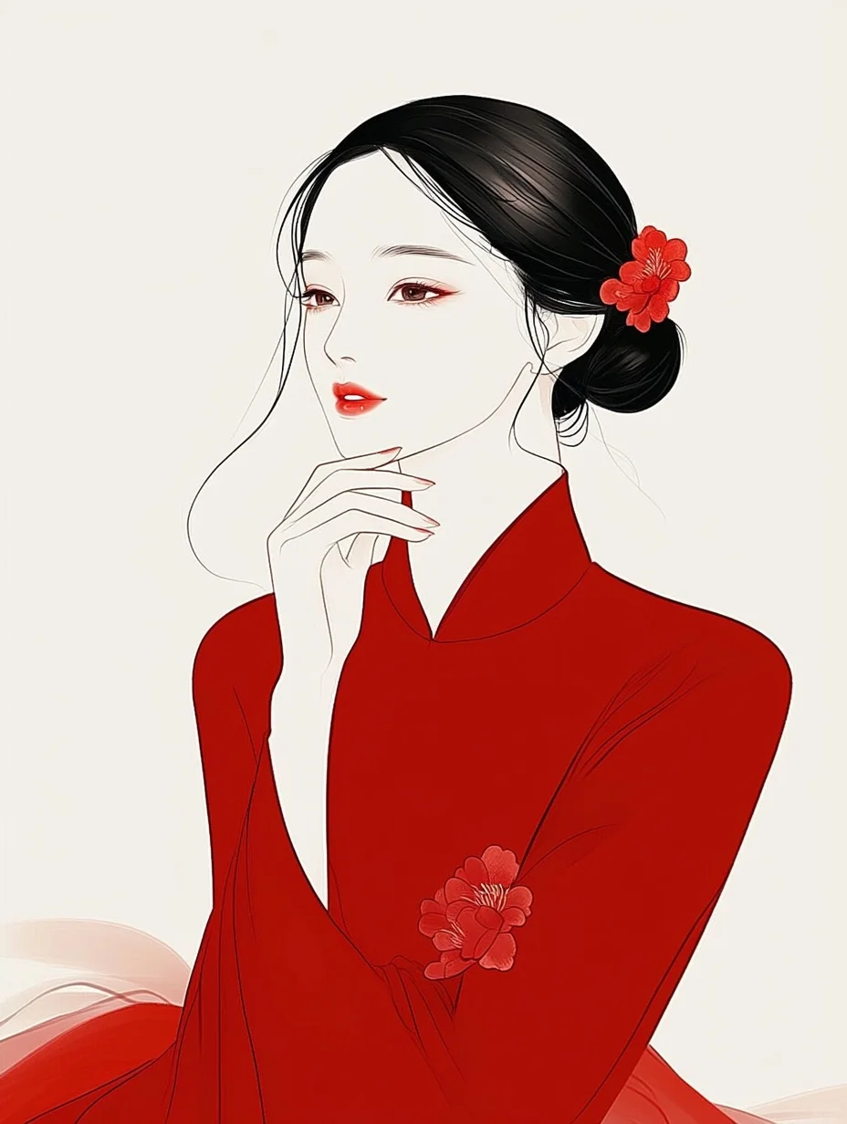 🎨古风红衣女子，绝世佳人💖超心动！