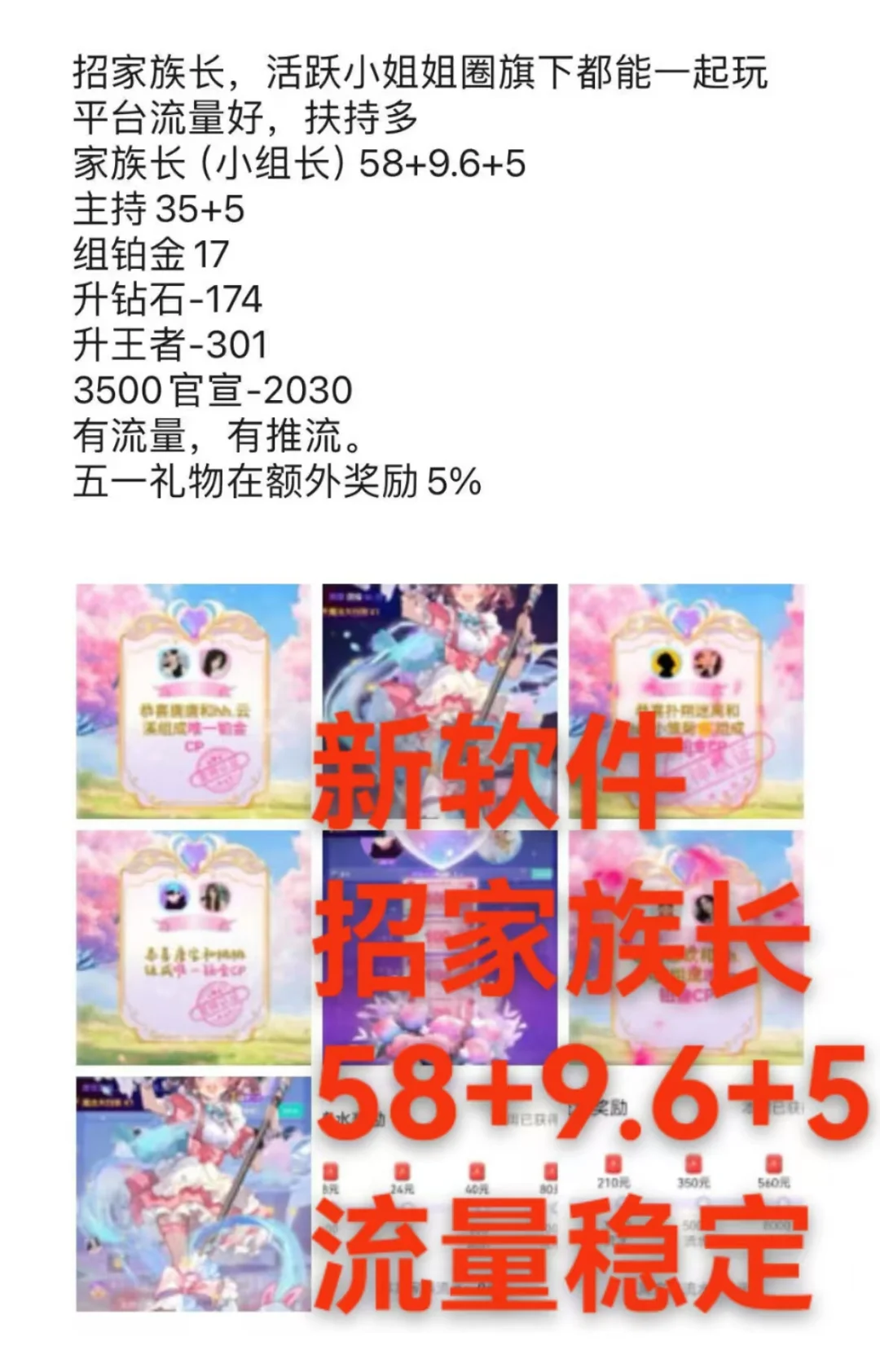新软件，招家族长58+8+1.6+5％