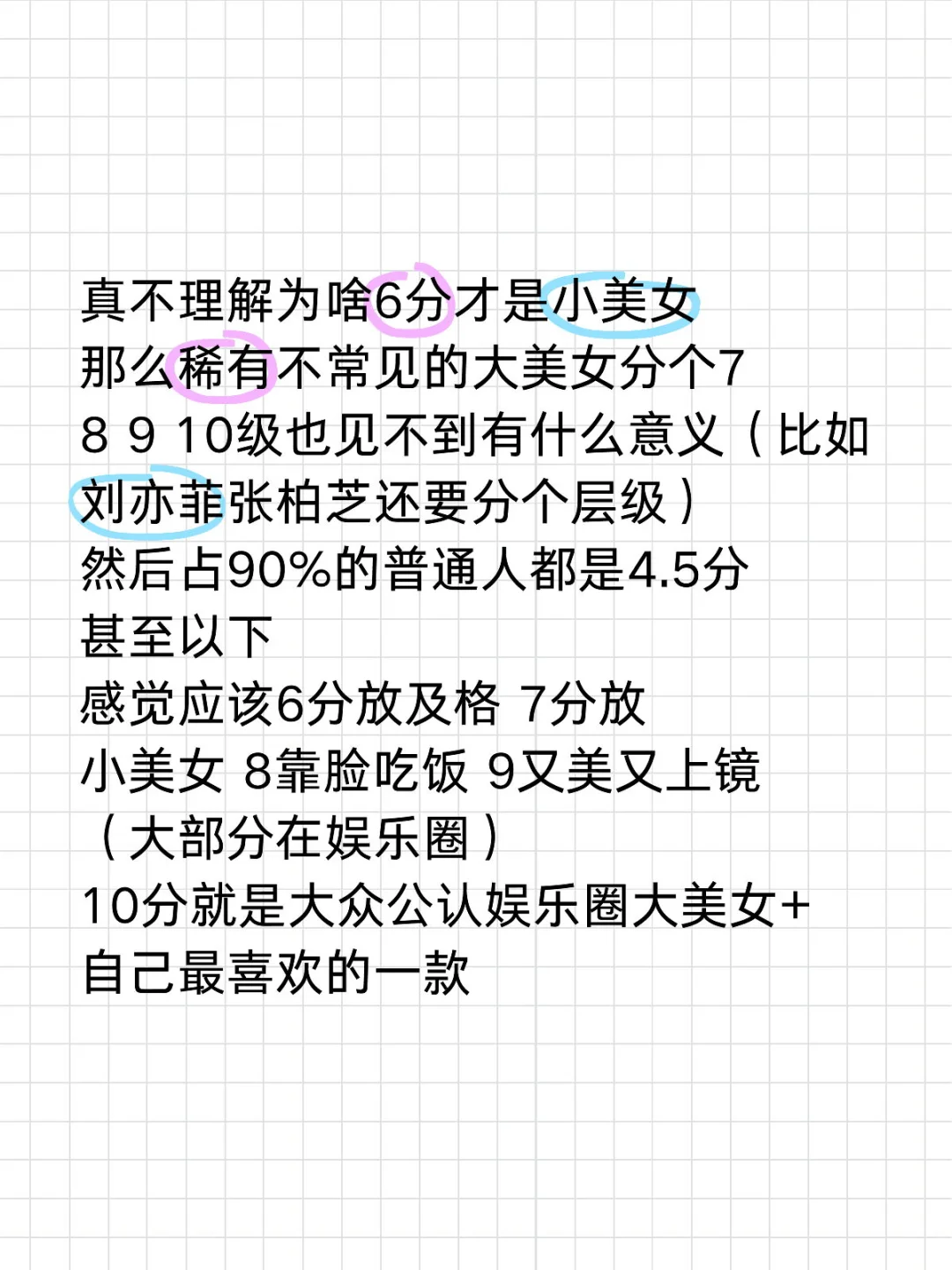 现在流行的颜值打分标准真是…