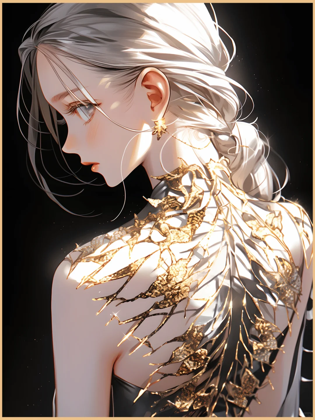转身✨惊艳｜古典金色图腾背影-美背特写