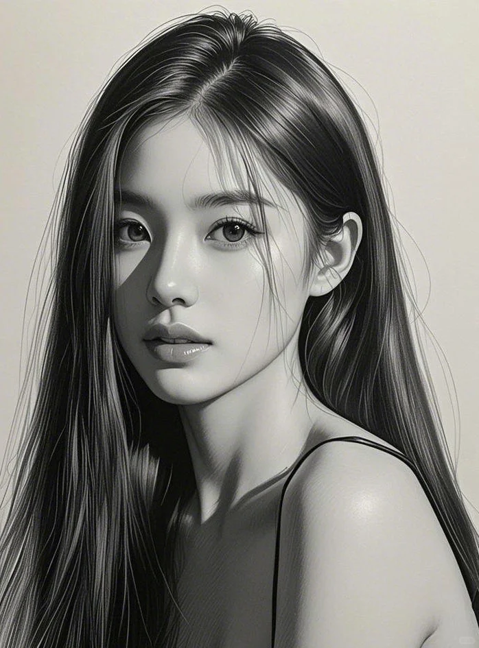 铅笔下的长发女神，直击心灵的美✨🎨