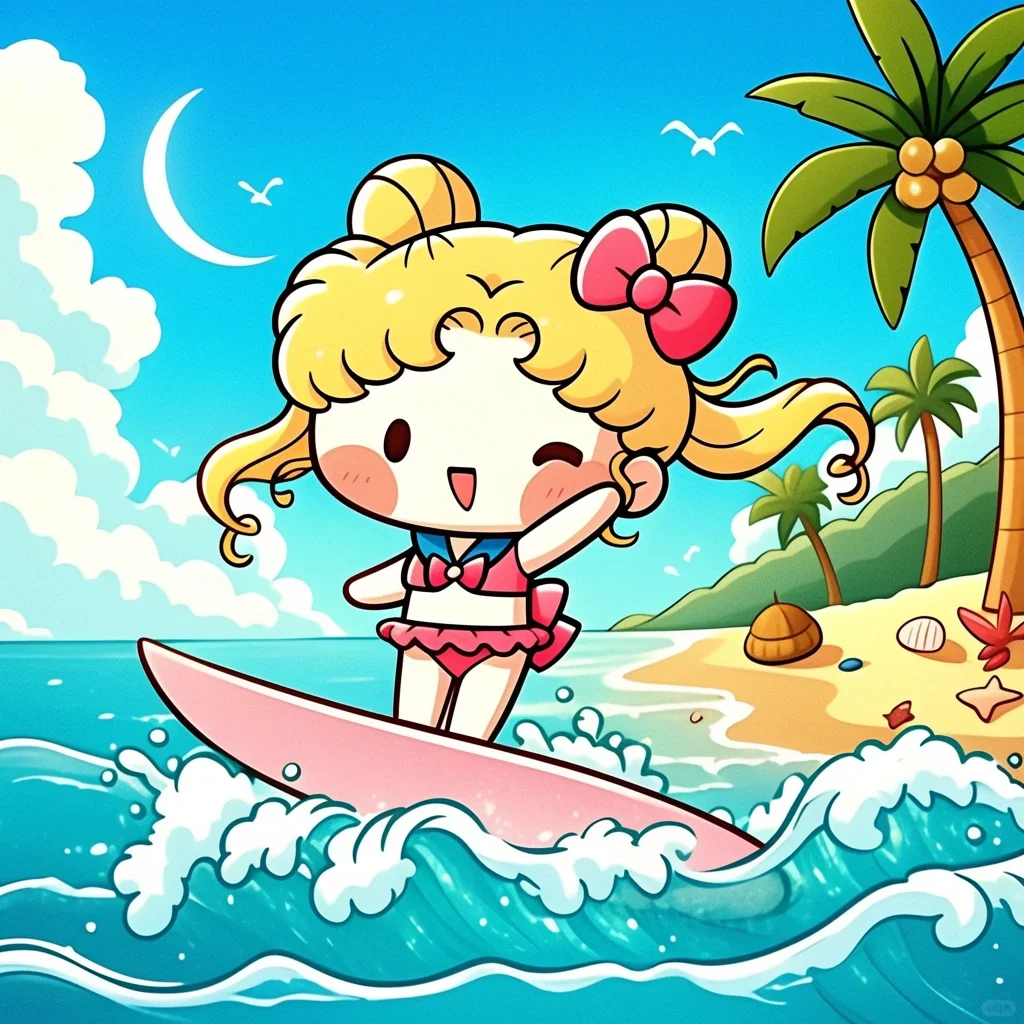 美少女战士🏄冲浪初体验🌊太好玩辣
