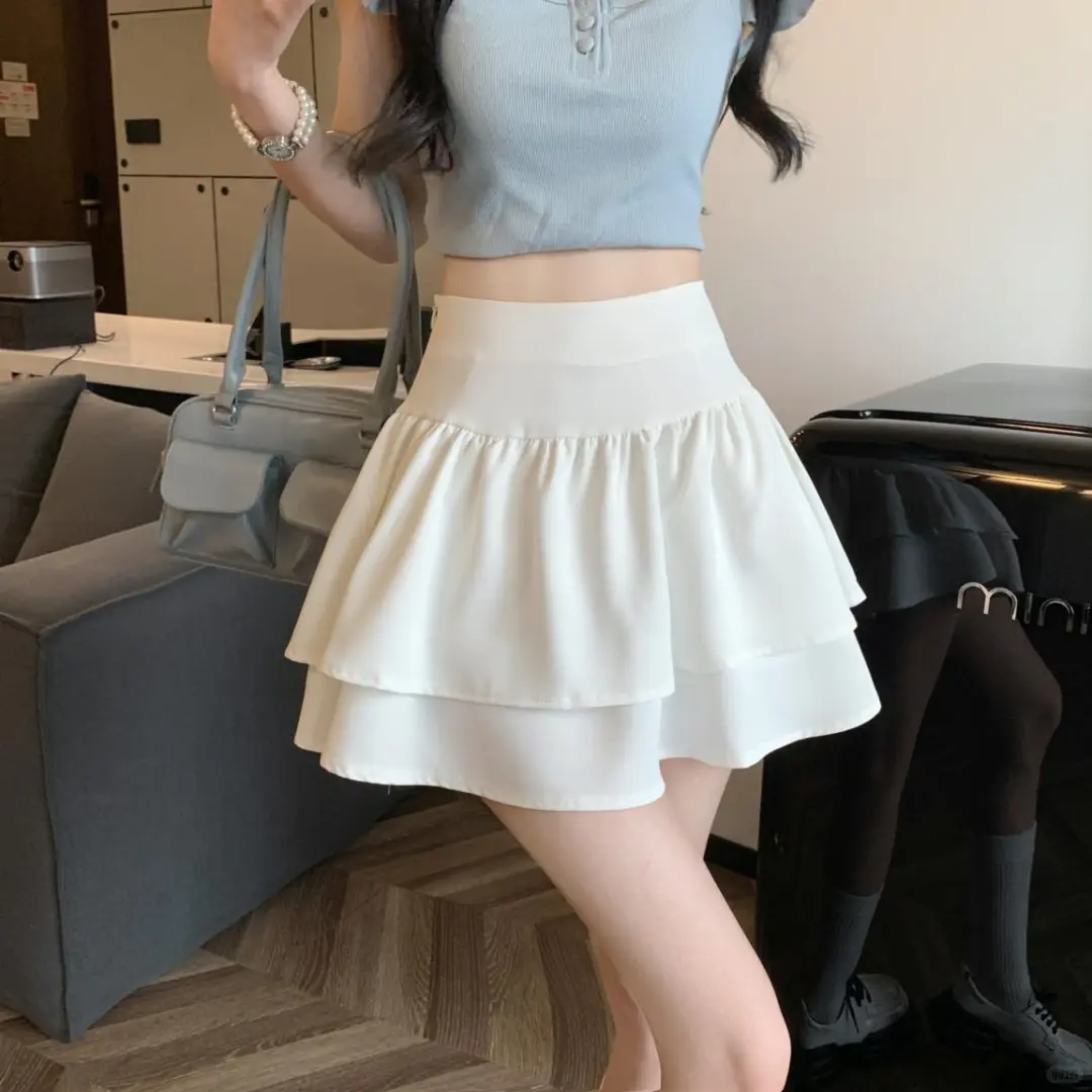 黑色蓬蓬蛋糕裙半身裙女春夏季2025新款
