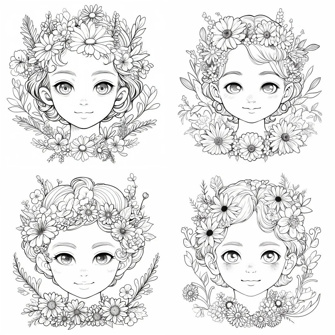 花女孩花仙子线稿