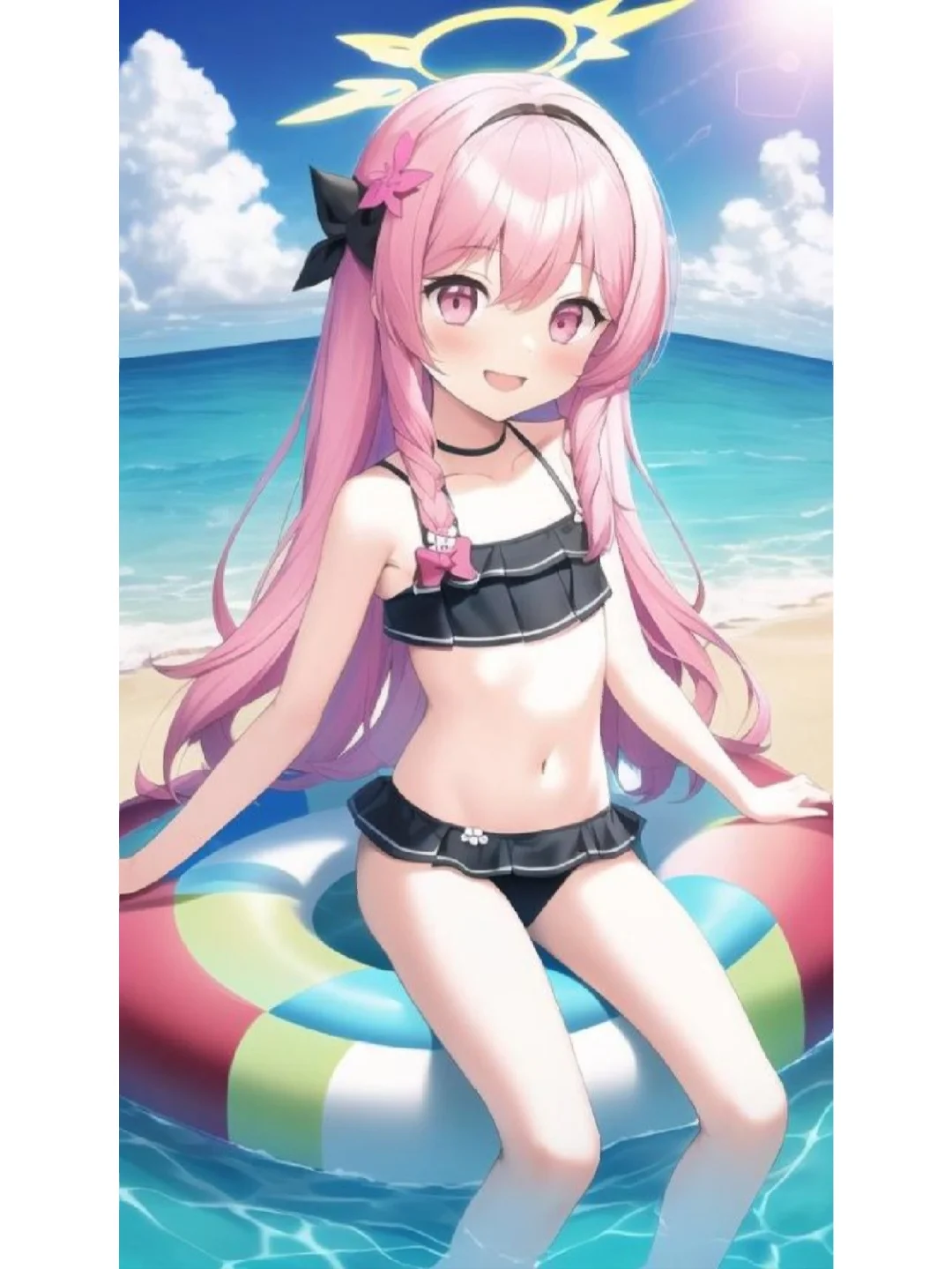 泳装粉发美少女