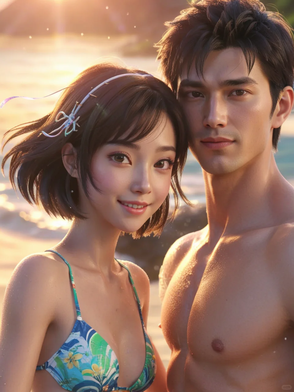 AI人像｜夏日炎炎，海滩写真