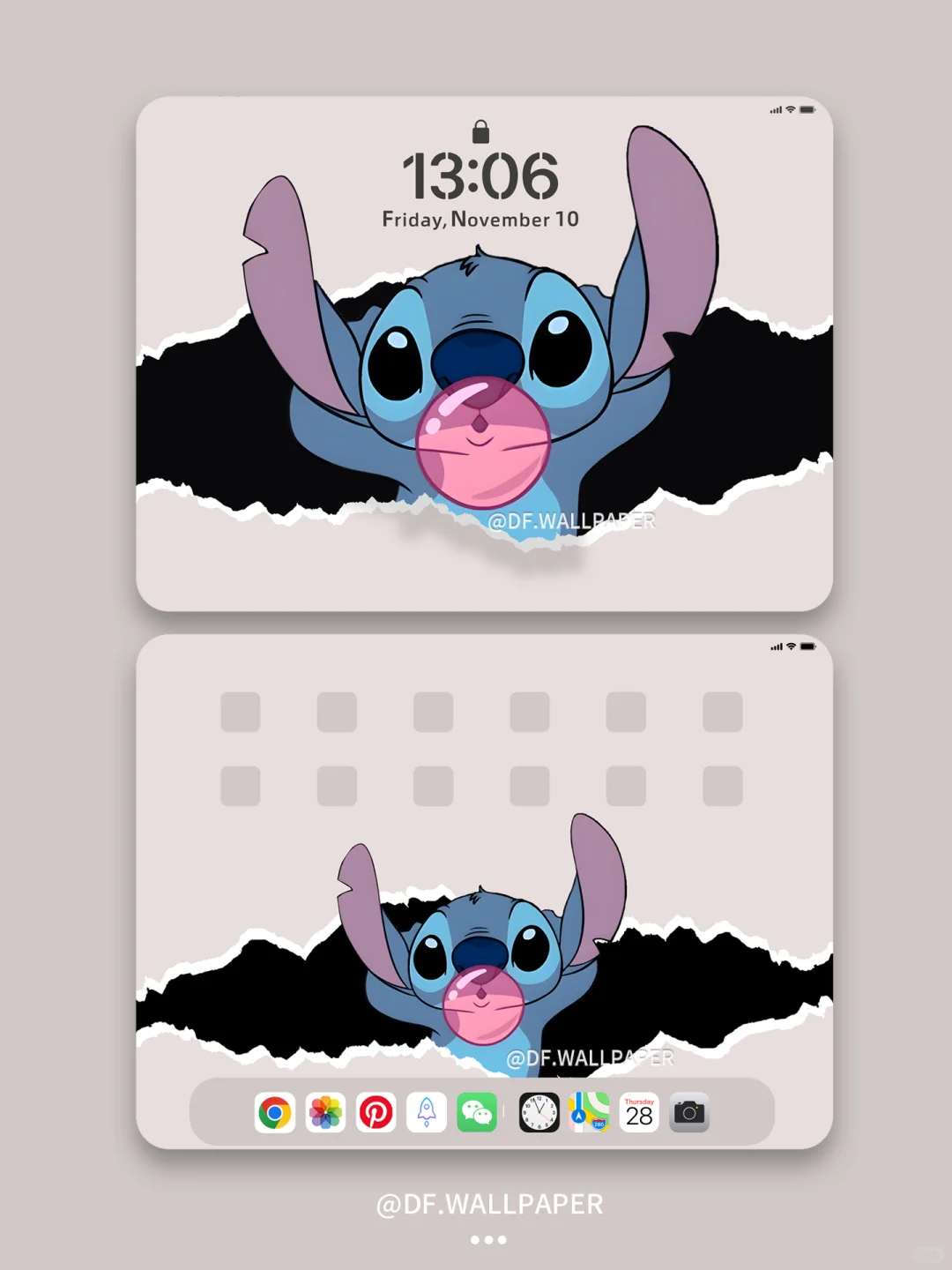 ipad壁纸｜史迪仔冲出屏幕｜INS风卡通壁纸