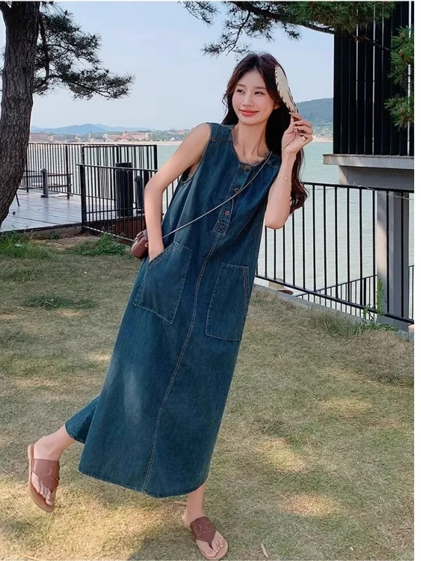 薄款牛仔连衣裙女夏季2025新款韩系时尚洋气