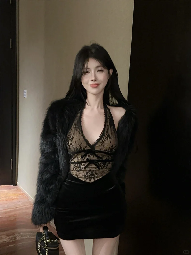 🎀纯欲蝴蝶结蕾丝裙👗