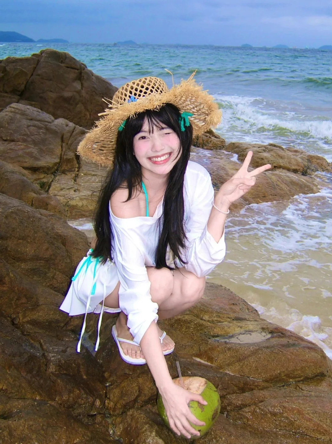 ins拍照灵感🏖️韩女夏日海边拍照姿势大全💗